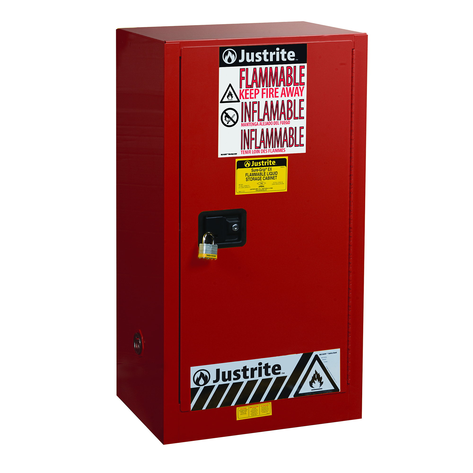 Justrite Paint Safety Cabinet — 20 Gallon, 2 Shelves, 1 Self-Closing Door, 18-Ga. Steel, Red, Model# 891531